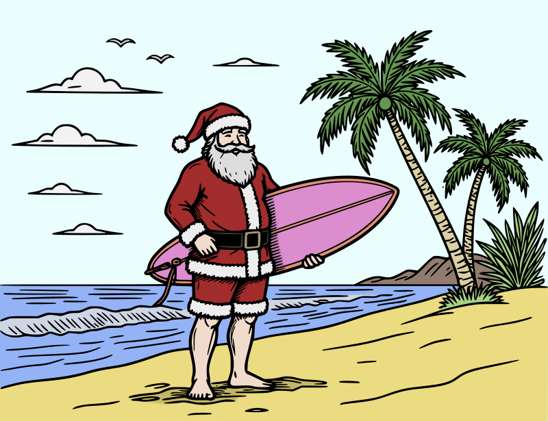 Surfing Santa - Colour Remix