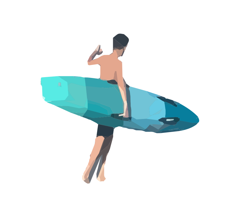 Blue Board Surfer