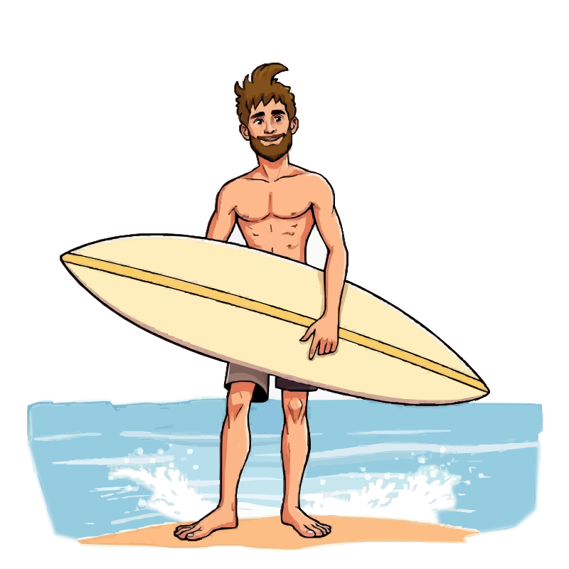 Surfer Holding his Surfboard 1