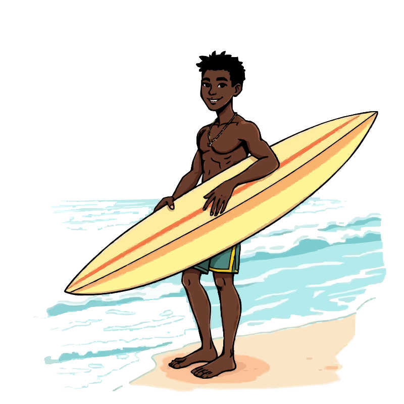 Surfer Holding his Surfboard 2