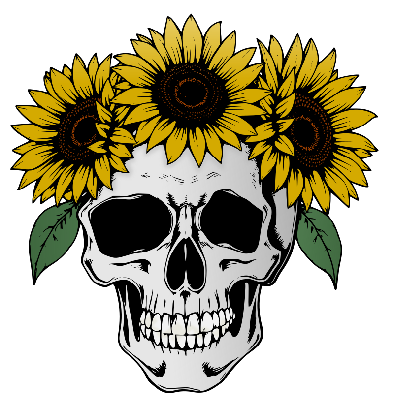 Sunflowers and a Skull