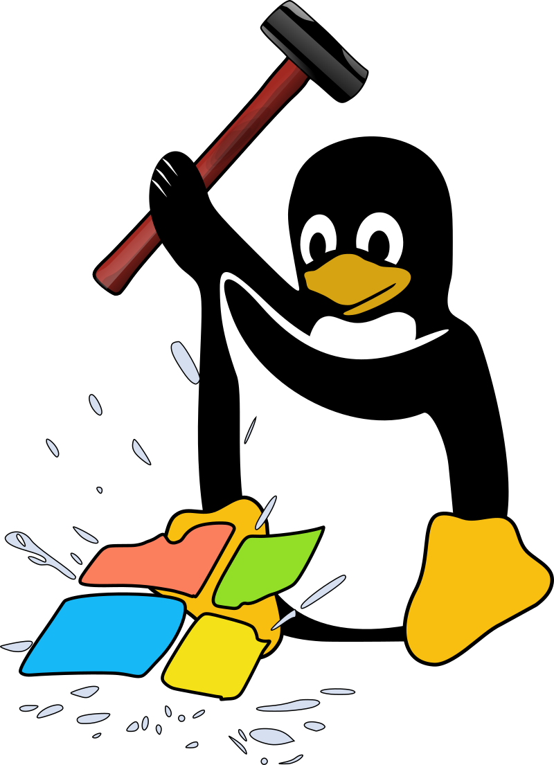 Tux destroying windows
