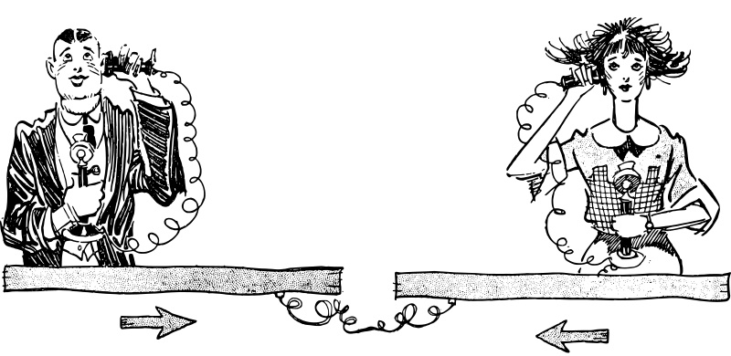 Boy and Girl Talking on Classic Phones