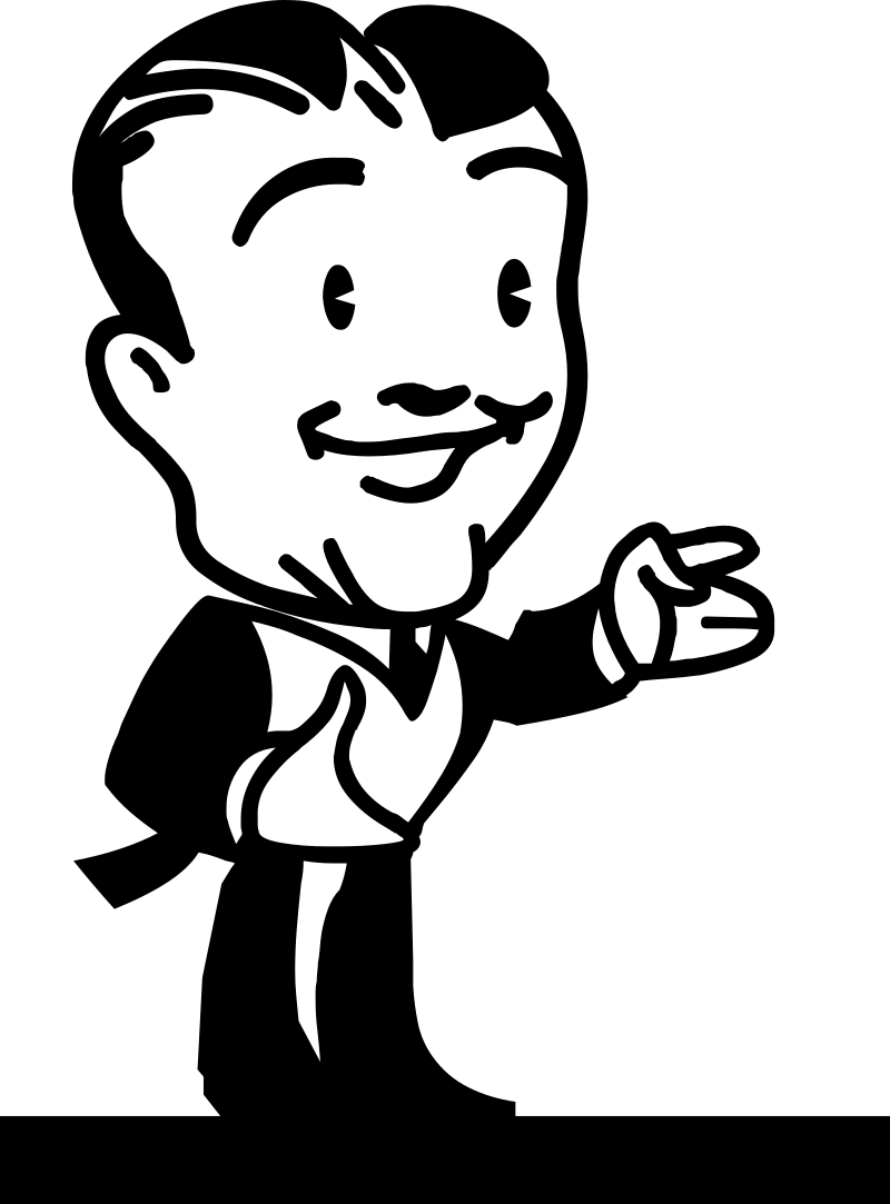 Man in tailcoat presenting