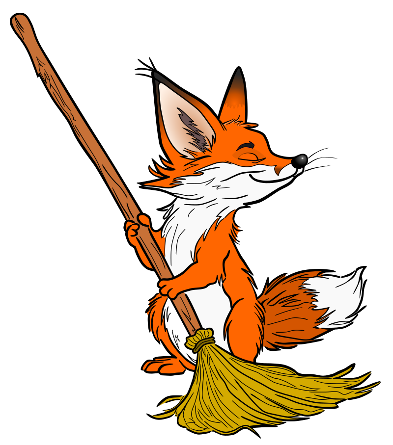 Fox with broom