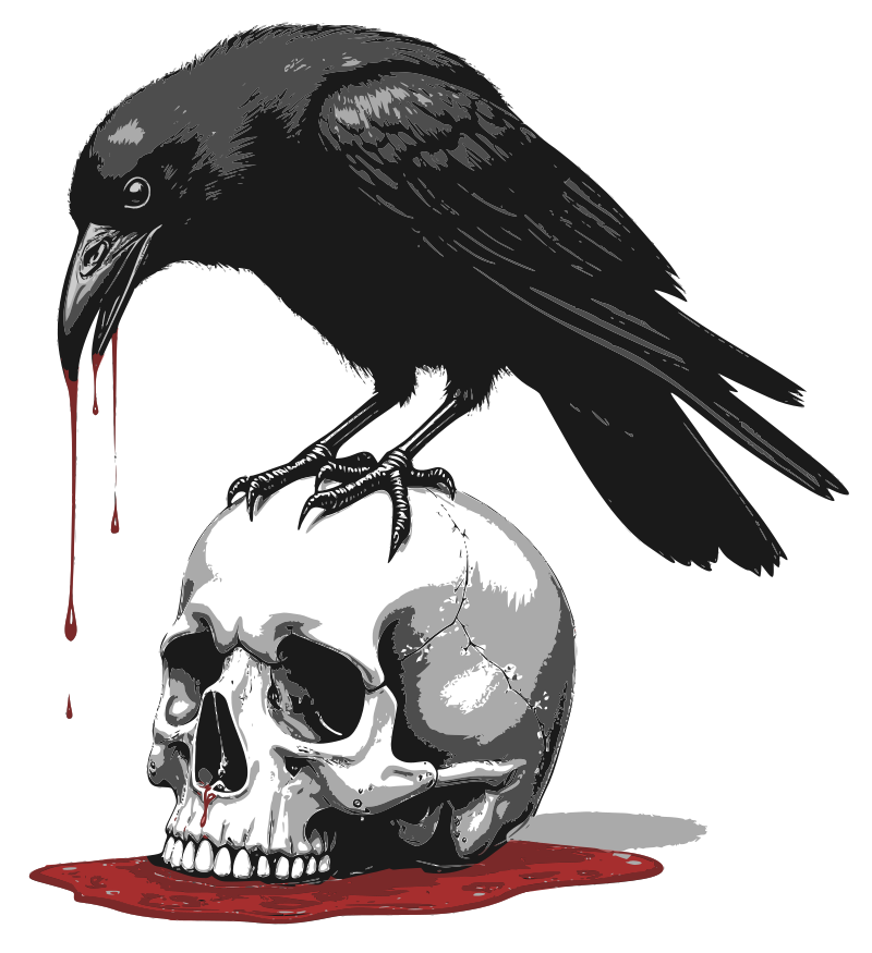 Raven on Skull - Colour Remix