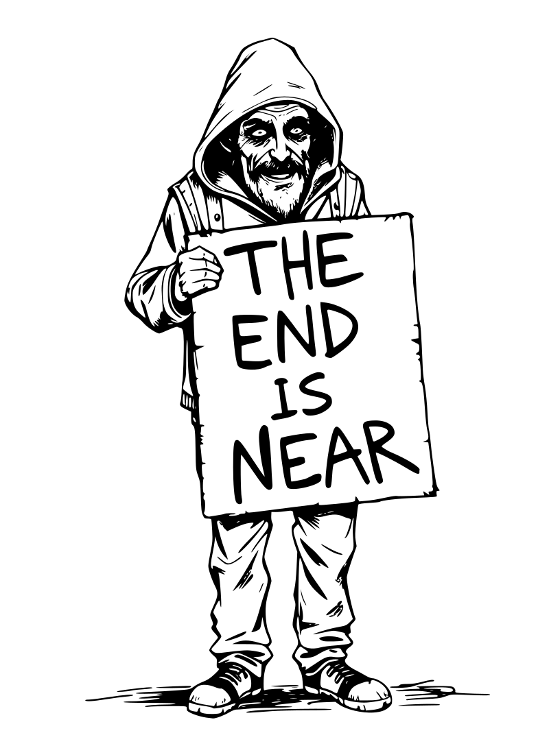 Man with End is Near Sign