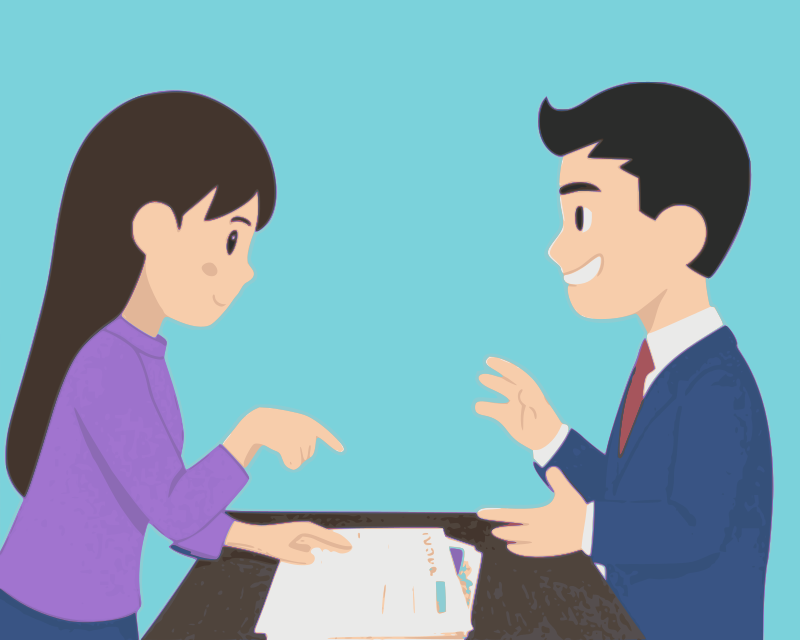 A man interview a girl