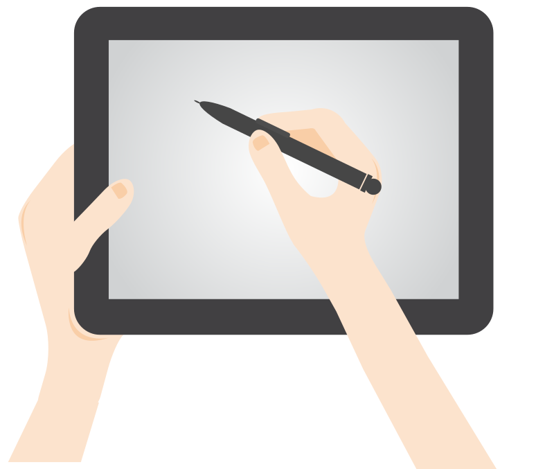 Person Writing on a Tablet