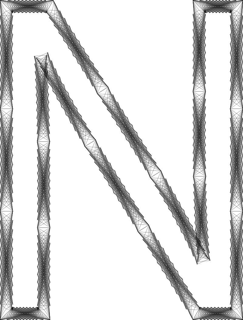 Geometry Wireframe Alphabet N