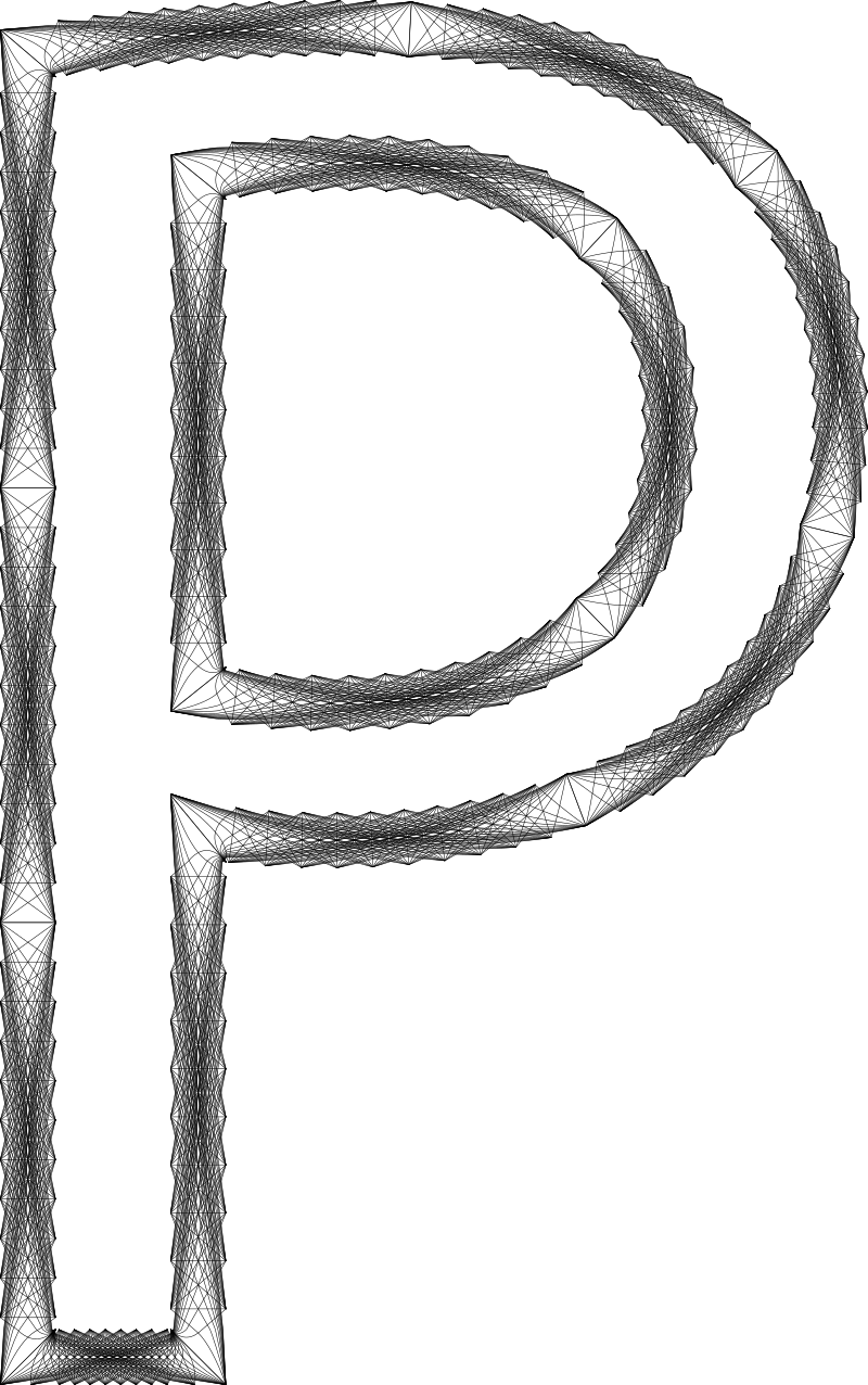 Geometry Wireframe Alphabet P