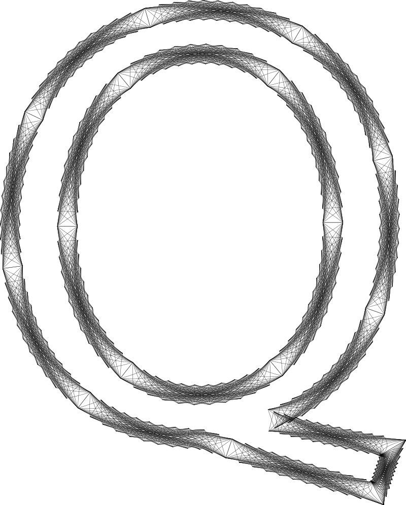 Geometry Wireframe Alphabet Q