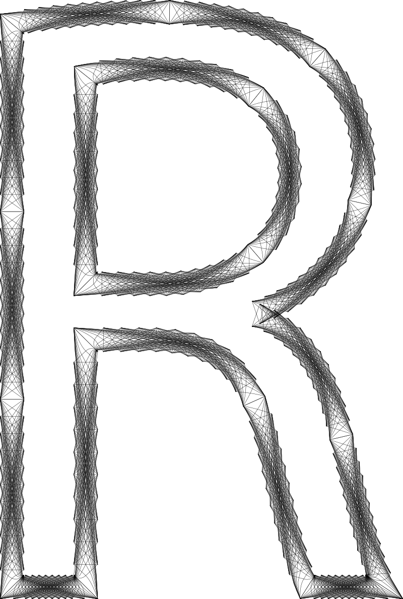 Geometry Wireframe Alphabet R