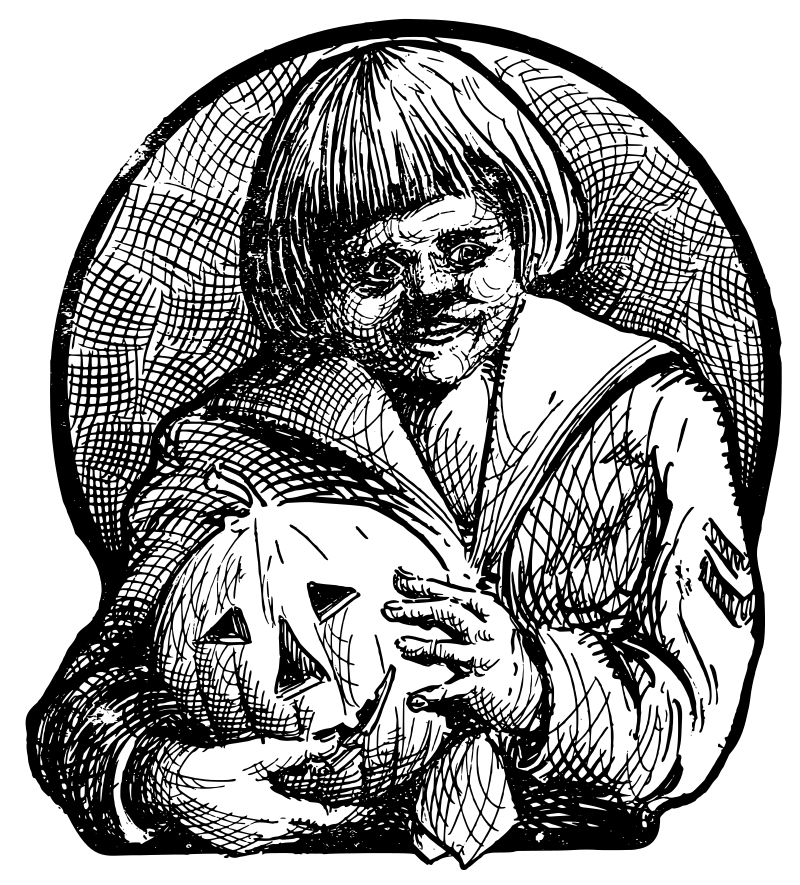 Creepy Boy with Jack-o-lantern