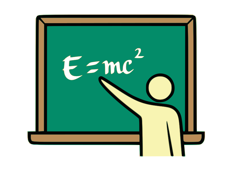 E = mc^2 Teacher Drawing on the Blackboard