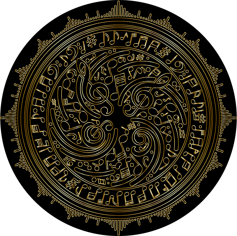 Music Design By Geralt Vectorized Gold Line Art