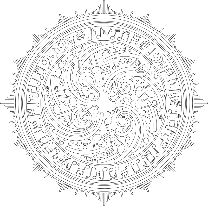 Music Design By Geralt Vectorized Line Art