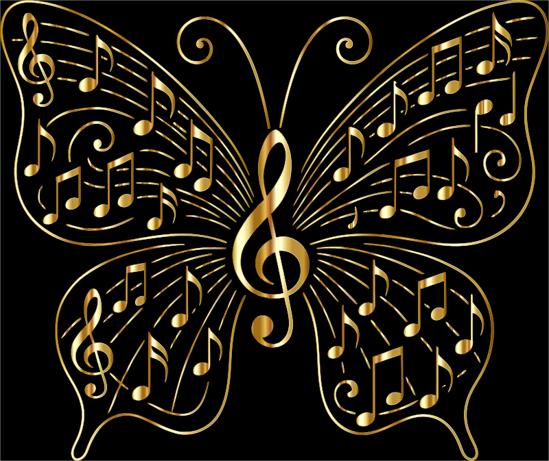 Music Butterfly Vectorized Gold