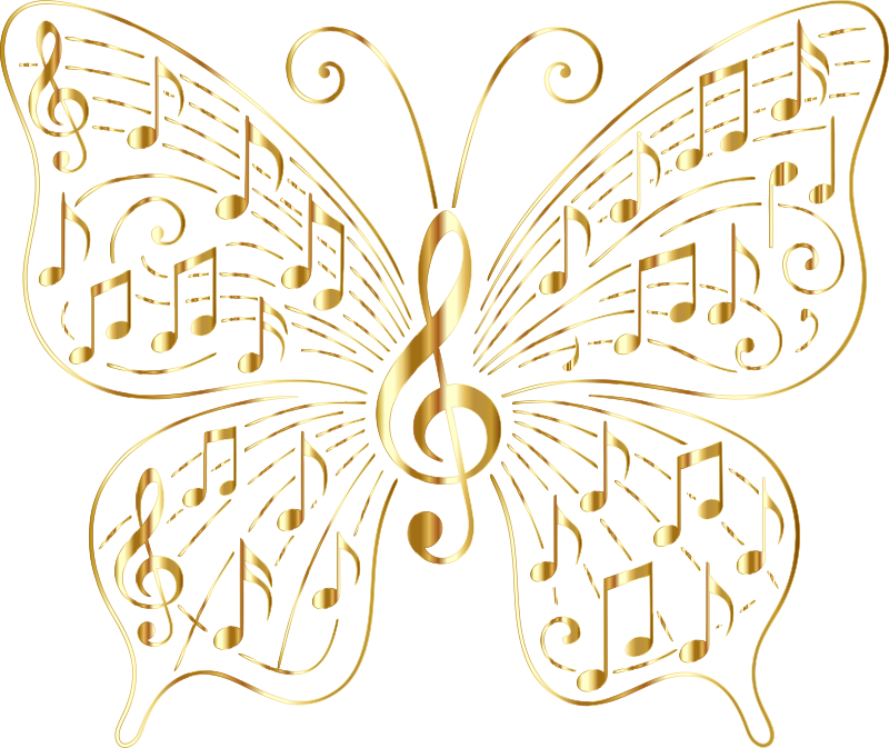 Music Butterfly Vectorized Gold No BG