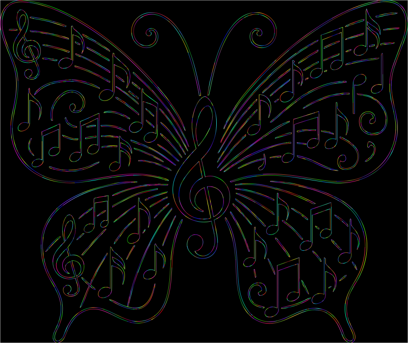 Music Butterfly Vectorized Line Art Psychedelic