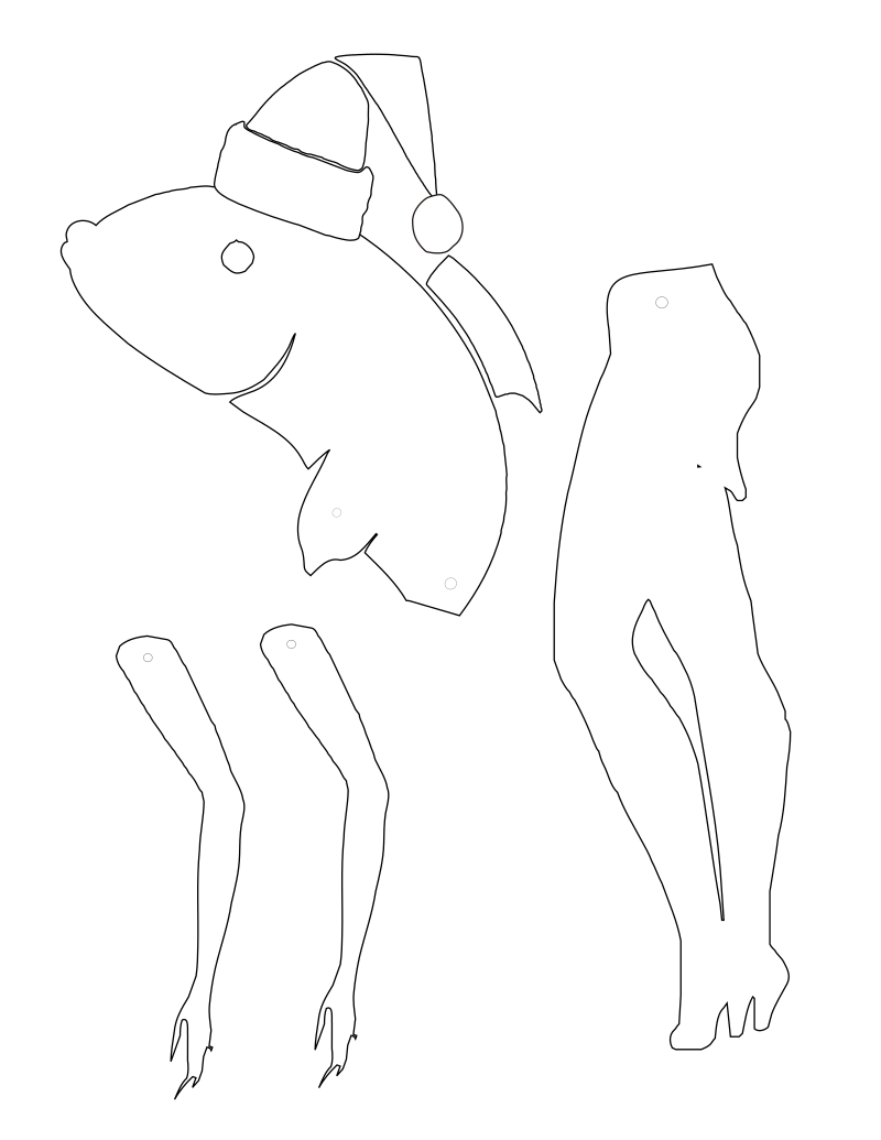 Reverse mermaid articulated craft with Santa hat