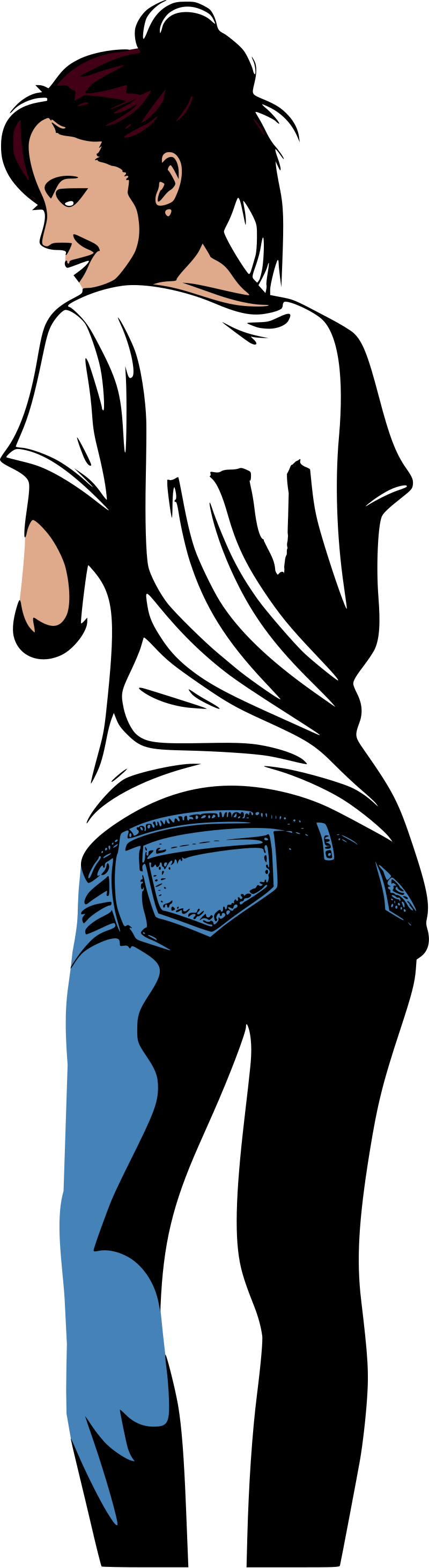 Woman in jeans colour remix