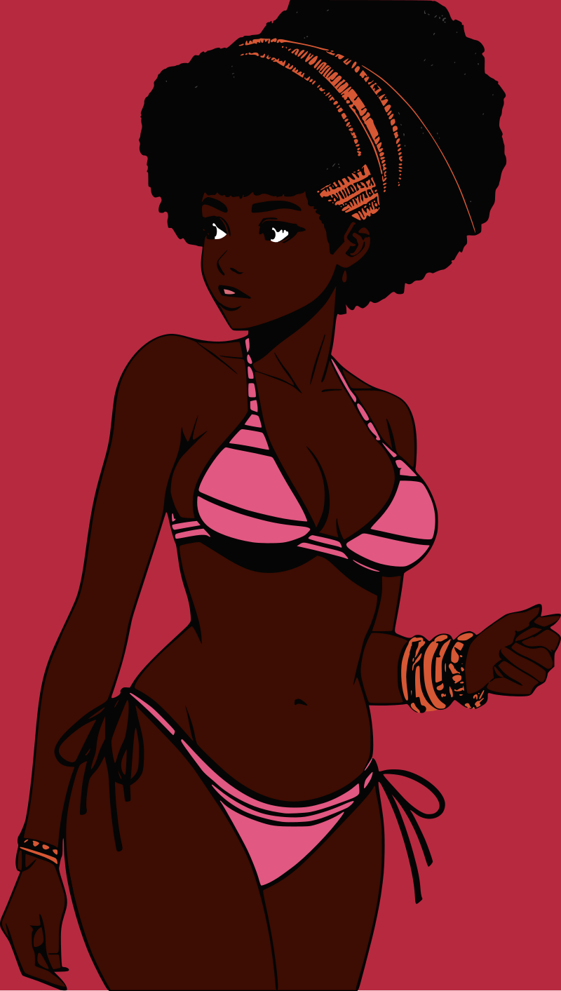 African woman in bikini remix