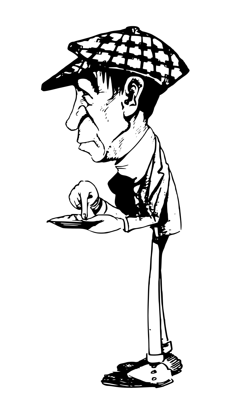 Big Head Man with a Dish