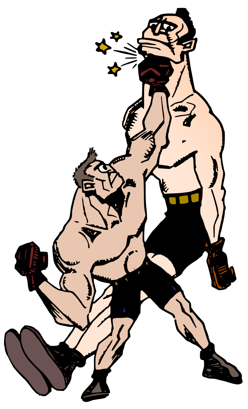 Boxer Smacks Another Boxer - Colour