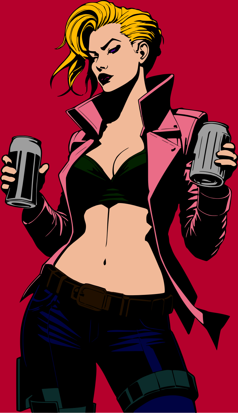 Cyberpunk woman with beer remix