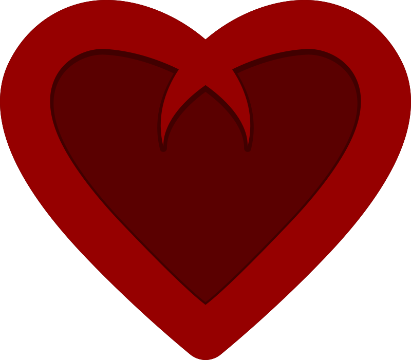 Red heart frame with dark red middle