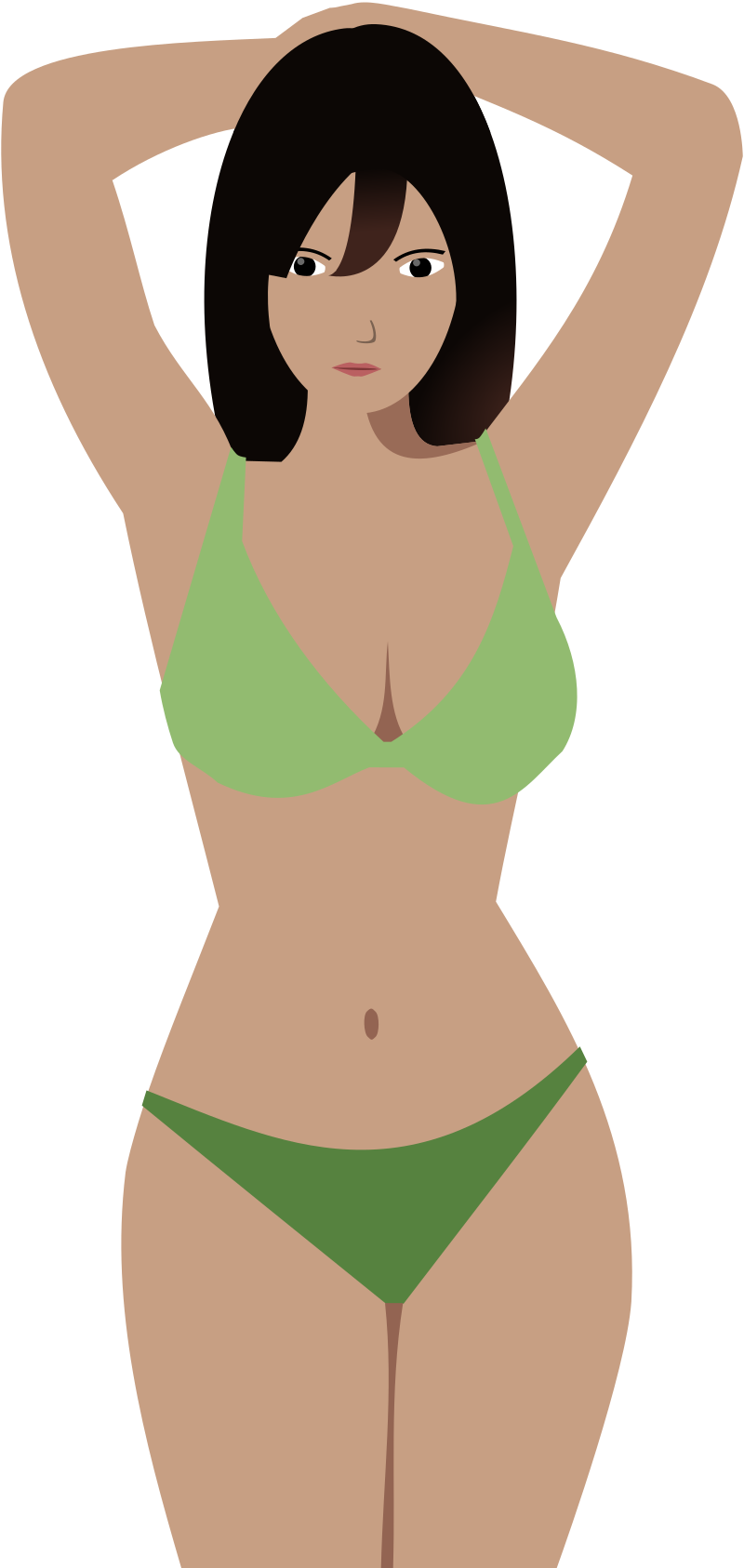 Annoyed Woman in a Green Bikini
