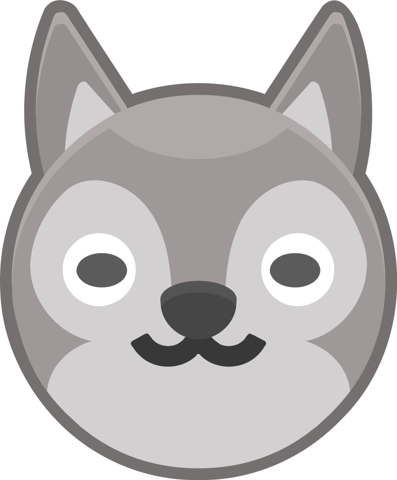 Cute Round Wolf Face Icon