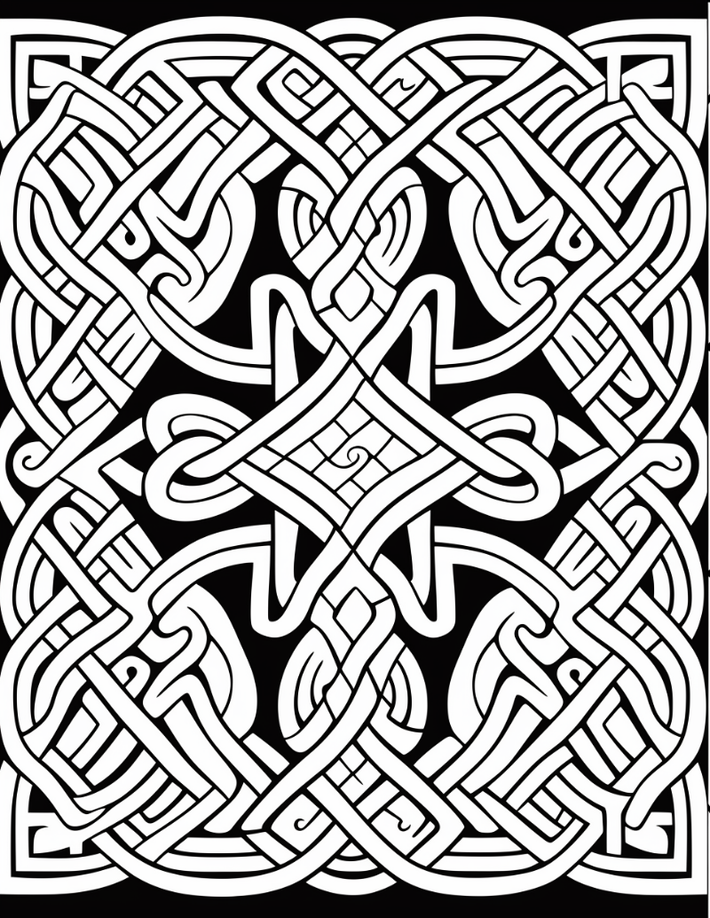 Celtic knotwork cross black and white 01