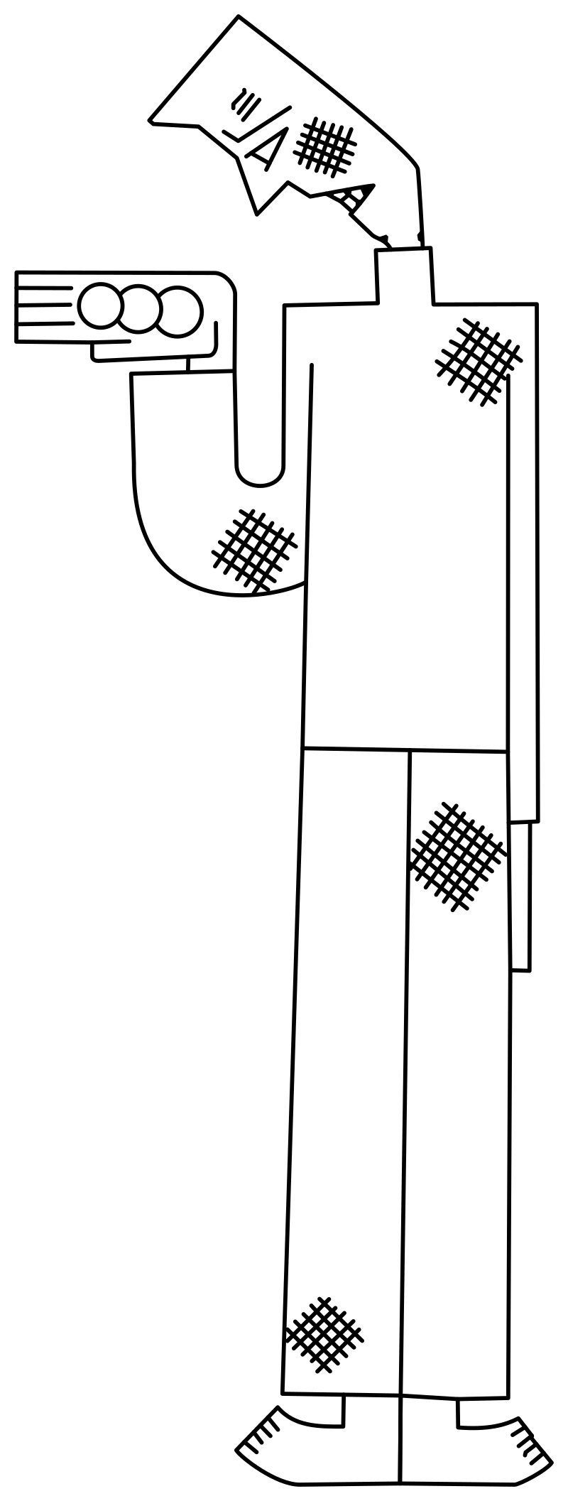 Drifter Straight Line Cartoon (Black and White)