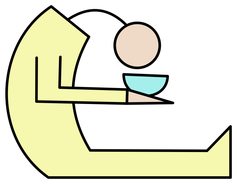 Minimal Person Sitting Bent Over Bowl in Hands (Color)