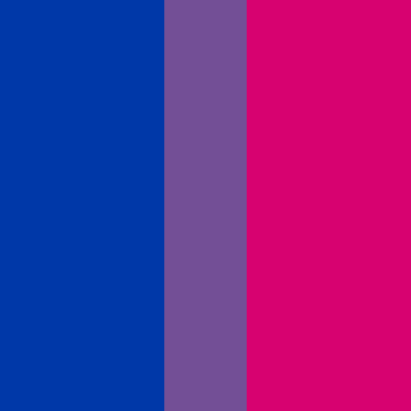 Bisexual pride flag square vertical stripes gradient colors inverted color order