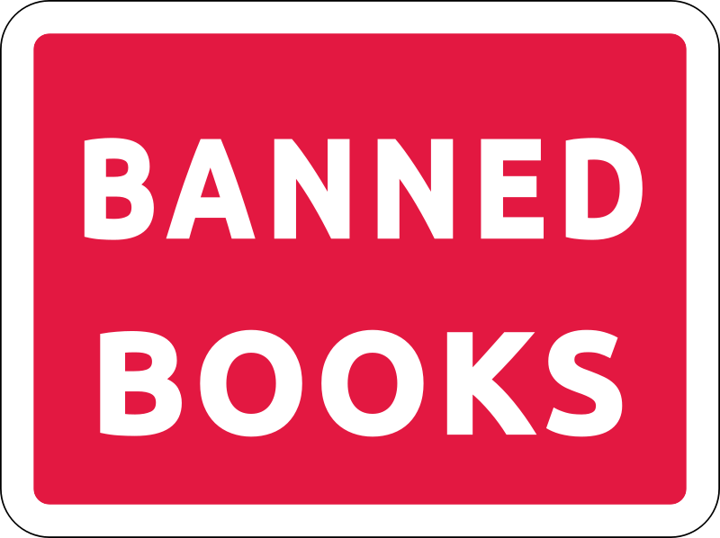 Banned Books red warning road sign