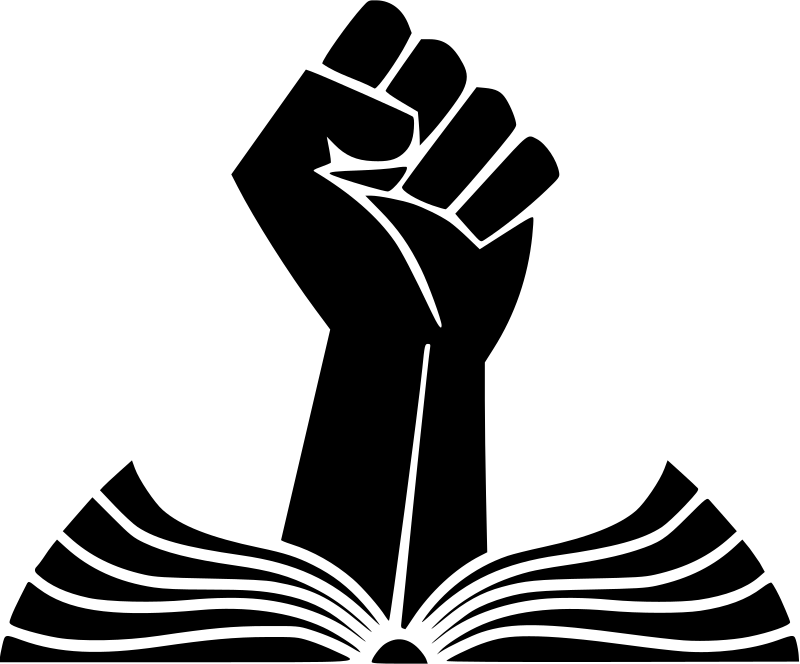 Knowledge is power book protest fist