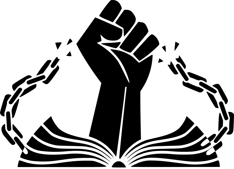 Banned books protest fist