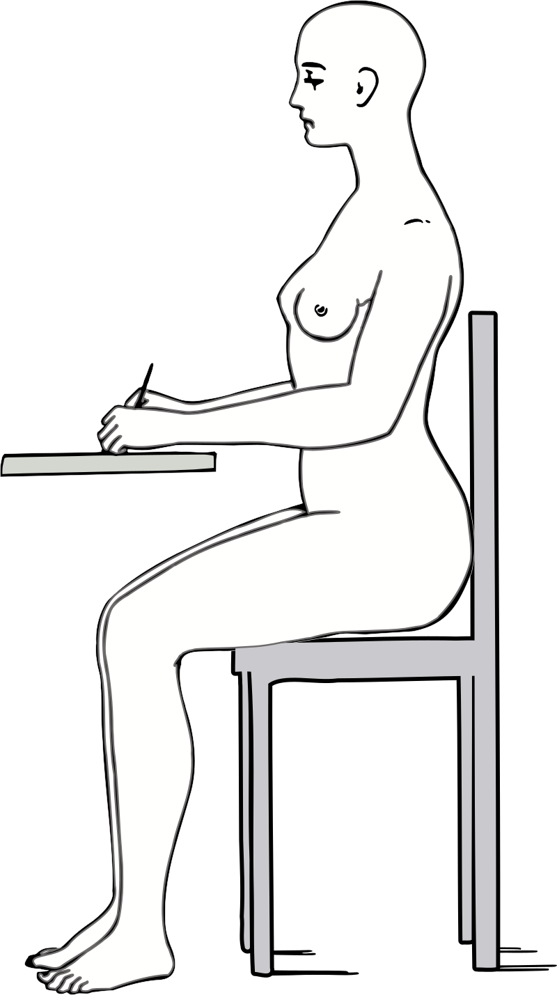 Woman sitting writing at desk white