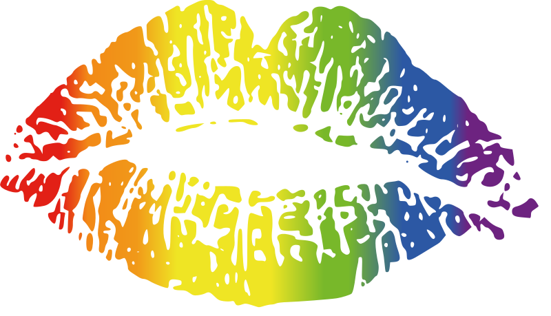 LGBTQ+ Pride rainbow lips vertical