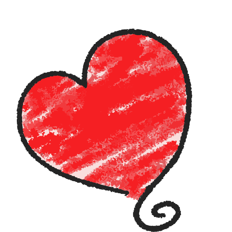 Red heart doodle with 18 colors