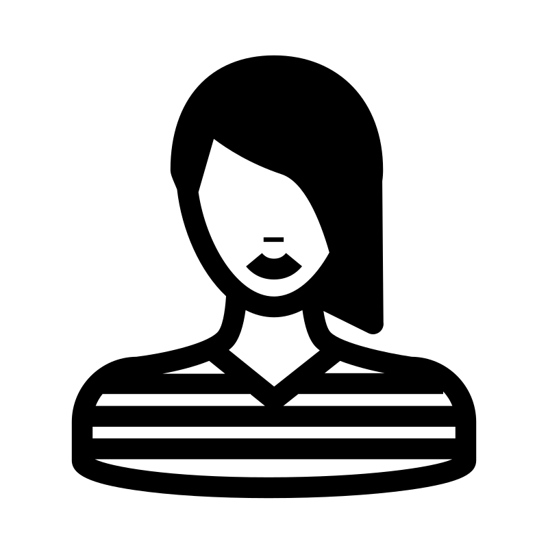 icon woman in striped T-shirt asymmetrical hair