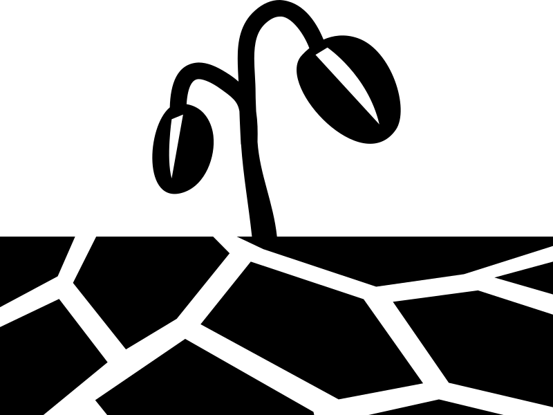 Drought icon cracked earth dying plant