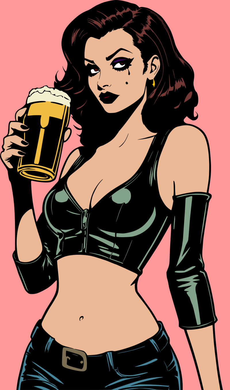 Goth woman with beer remix