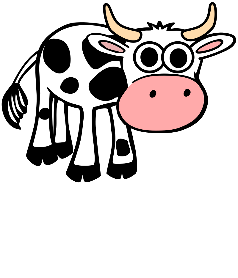 Comic shocked cow calf black and white