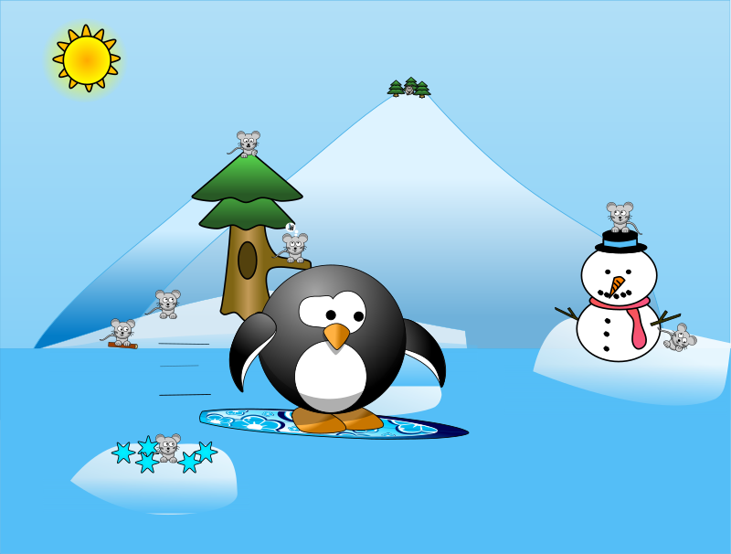 Surfing penguin