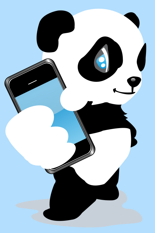 Panda with mobile phone