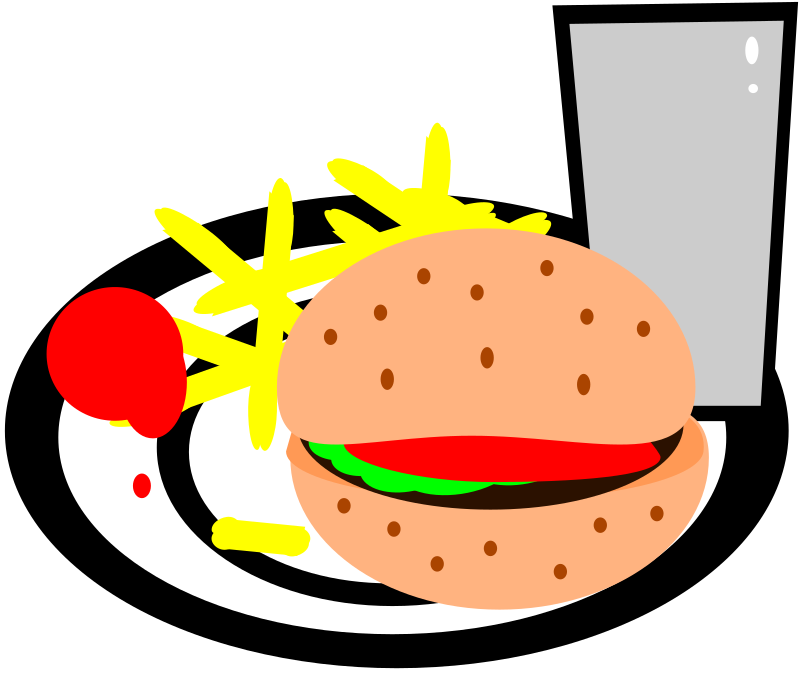burger and chips